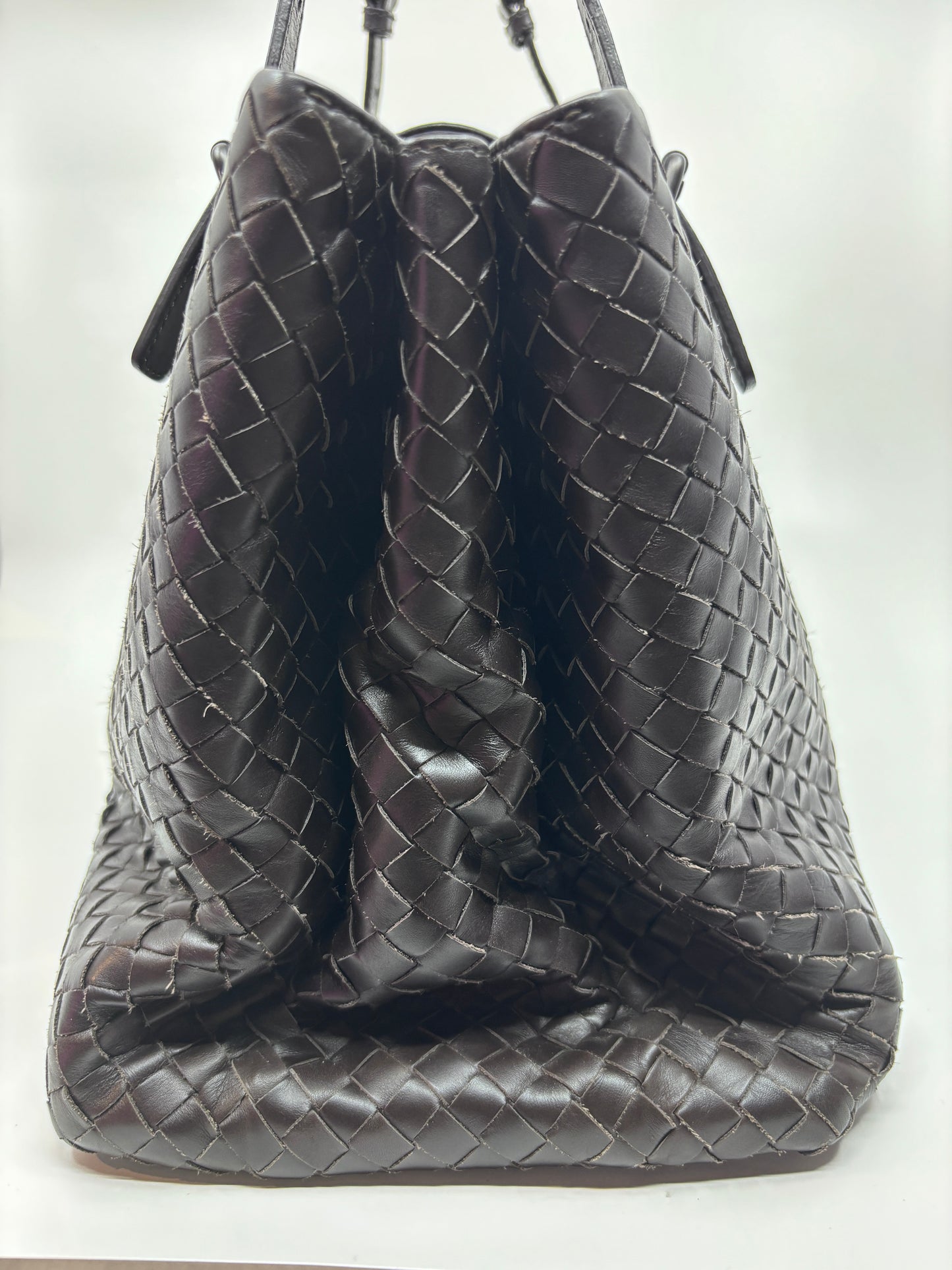 Brown Bottega Intrecciato Roma Tote Bag