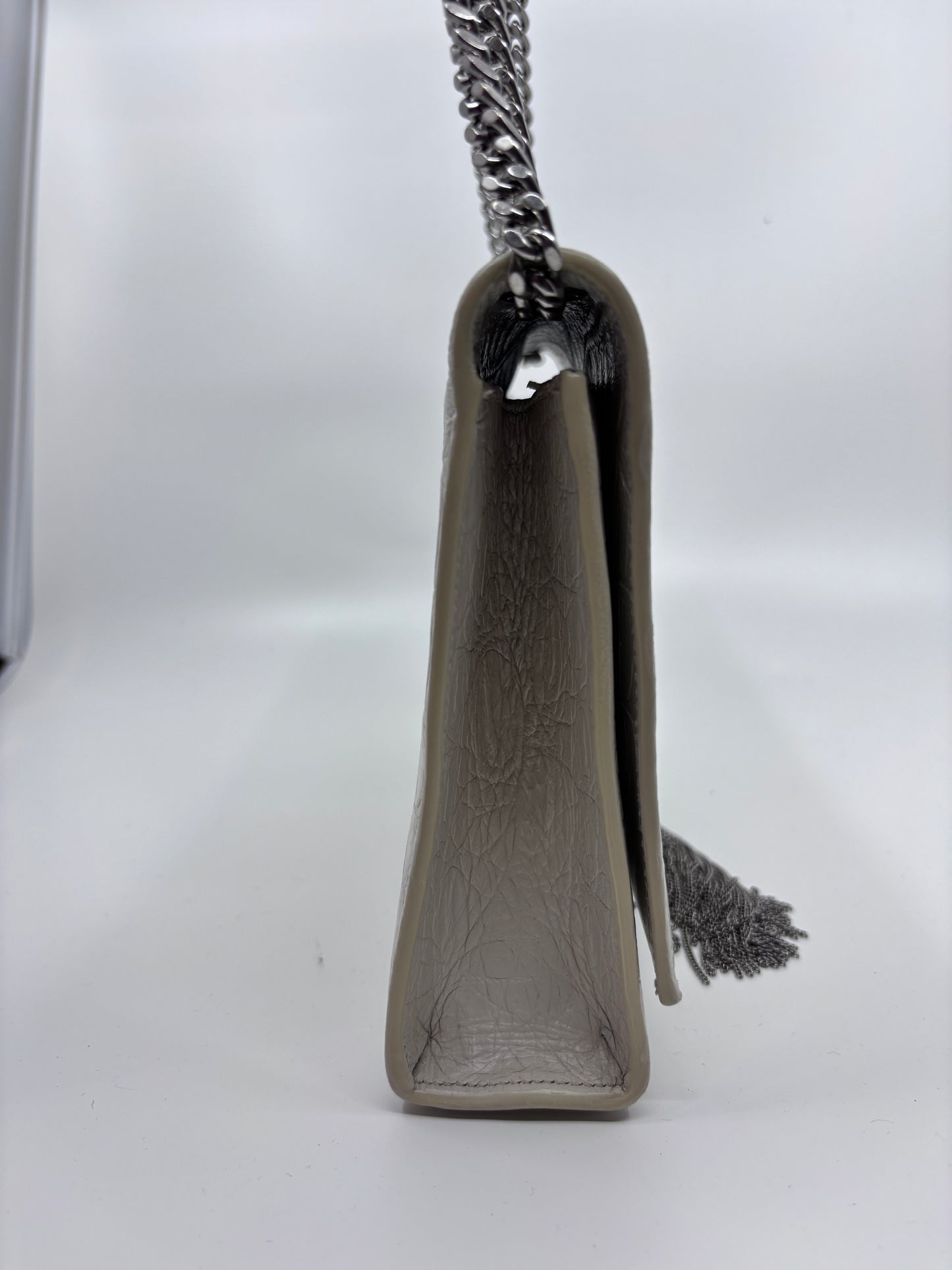 White YSL Croc Embossed Kate