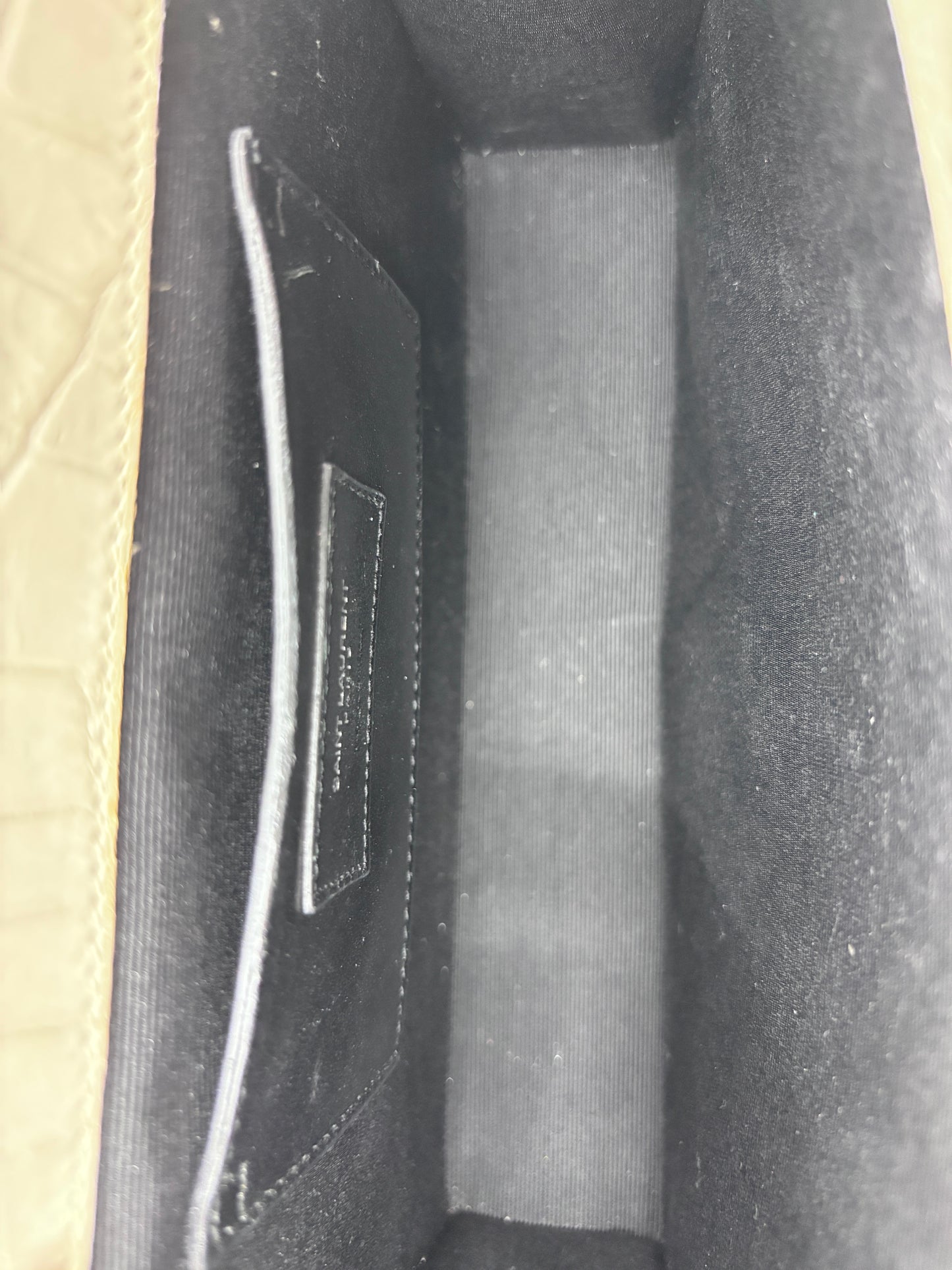 White YSL Croc Embossed Kate