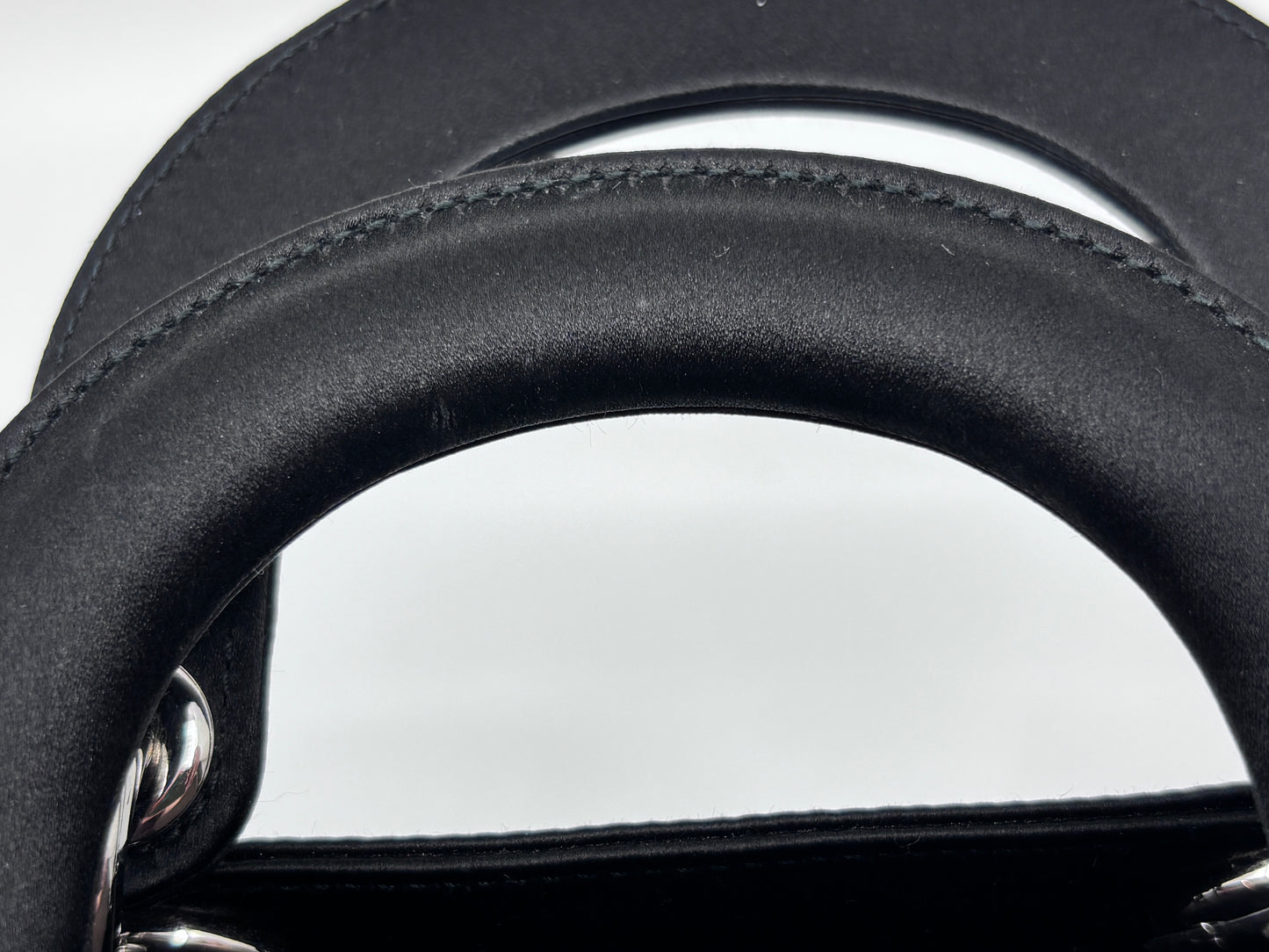 Satin Crystal Cannage Mini Lady Dior Black