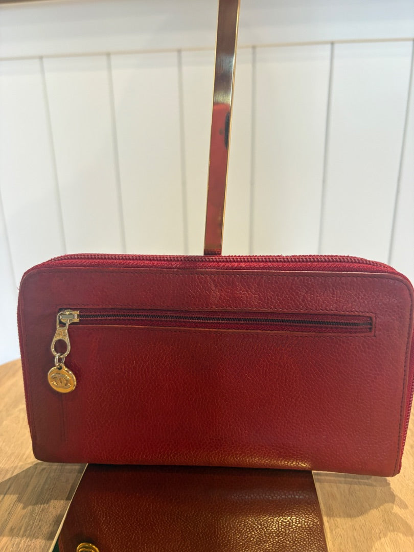 Red Chanel Vintage Caviar Wallet