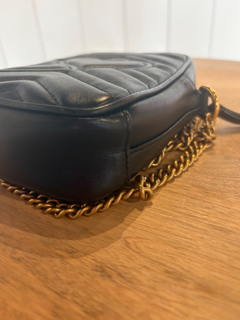 Black Gucci Marmont Mini GG