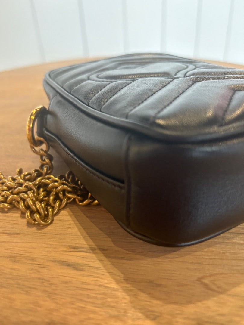 Black Gucci Marmont Mini GG