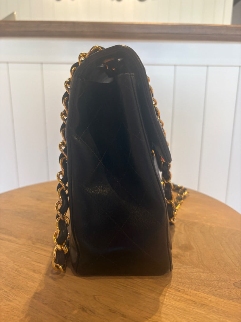 Black Chanel Calfskin Flap, Jumbo