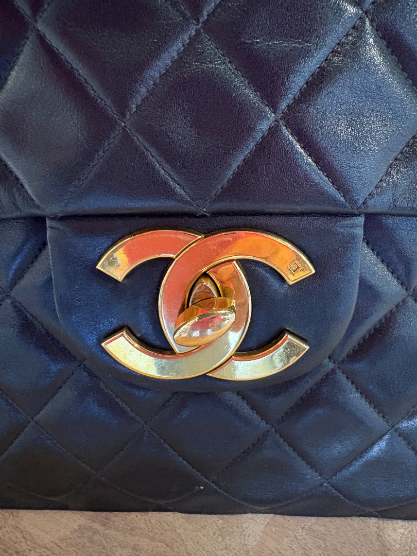 Black Chanel Calfskin Flap, Jumbo
