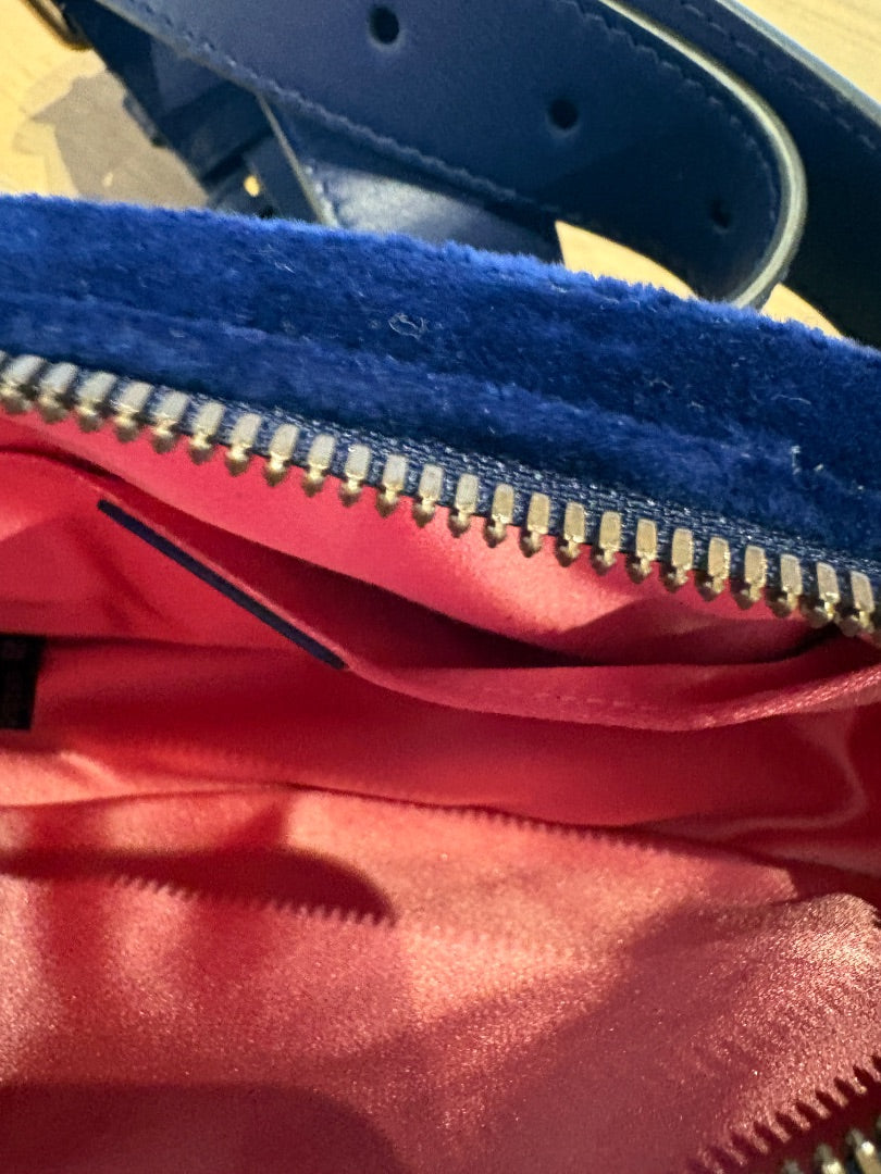 Blue Gucci Velvet Matelasse GG Belt Bag