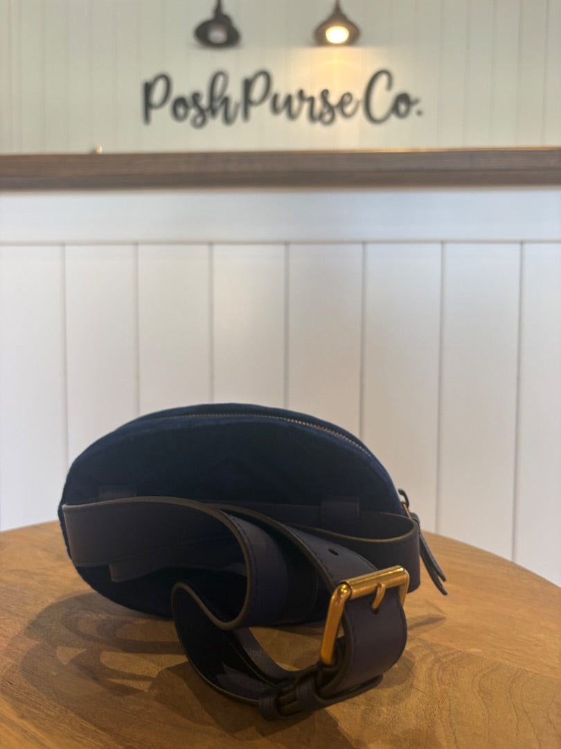 Blue Gucci Velvet Matelasse GG Belt Bag