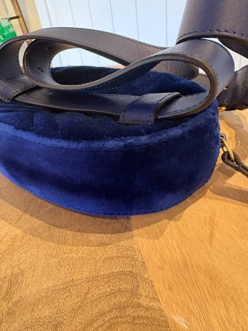 Blue Gucci Velvet Matelasse GG Belt Bag