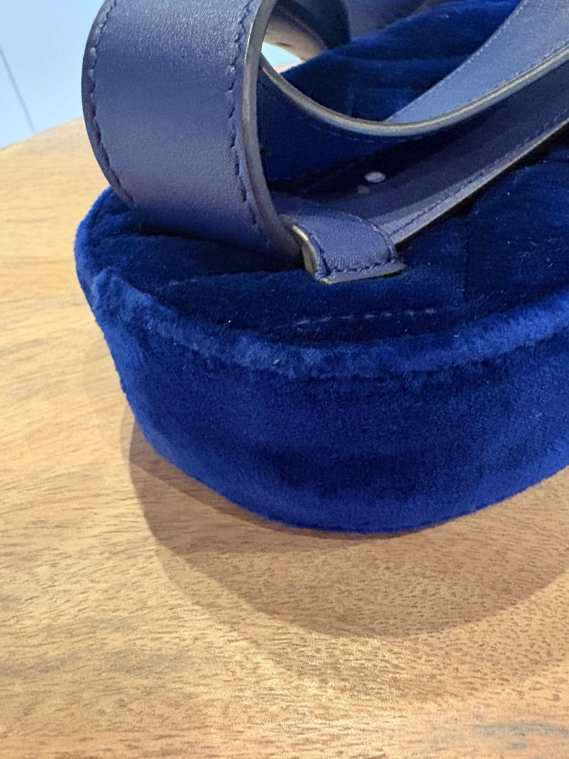 Blue Gucci Velvet Matelasse GG Belt Bag