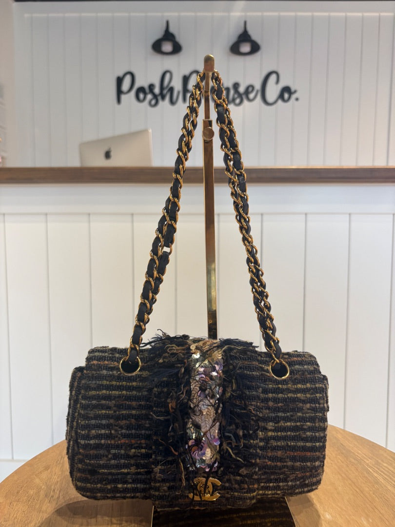 Blue Chanel Vintage Jeweled Sequin Mermaid Tweed