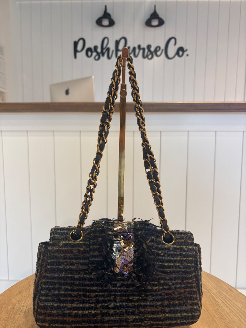 Blue Chanel Vintage Jeweled Sequin Mermaid Tweed