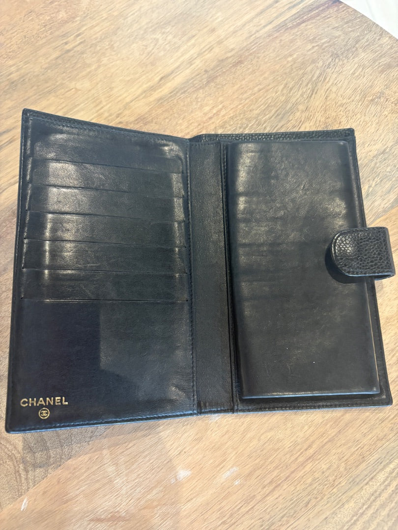 Black Chanel Caviar Timeless CC  French Wallet