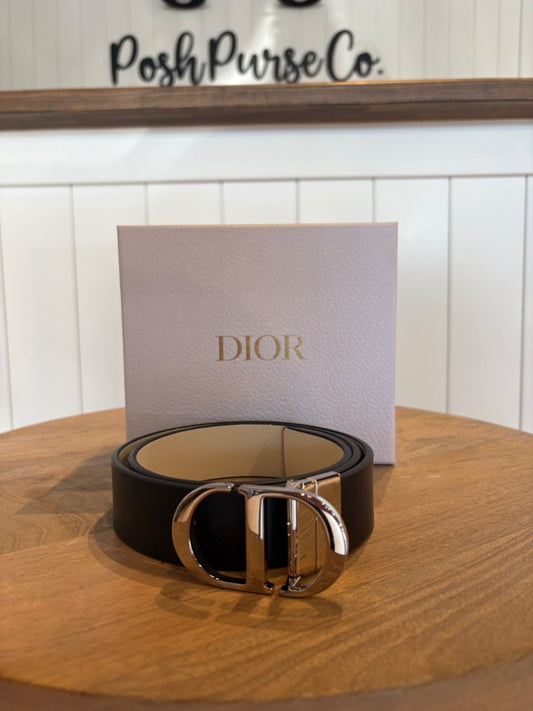 Black Dior Montaigne Reversible Belt 30, 34 in