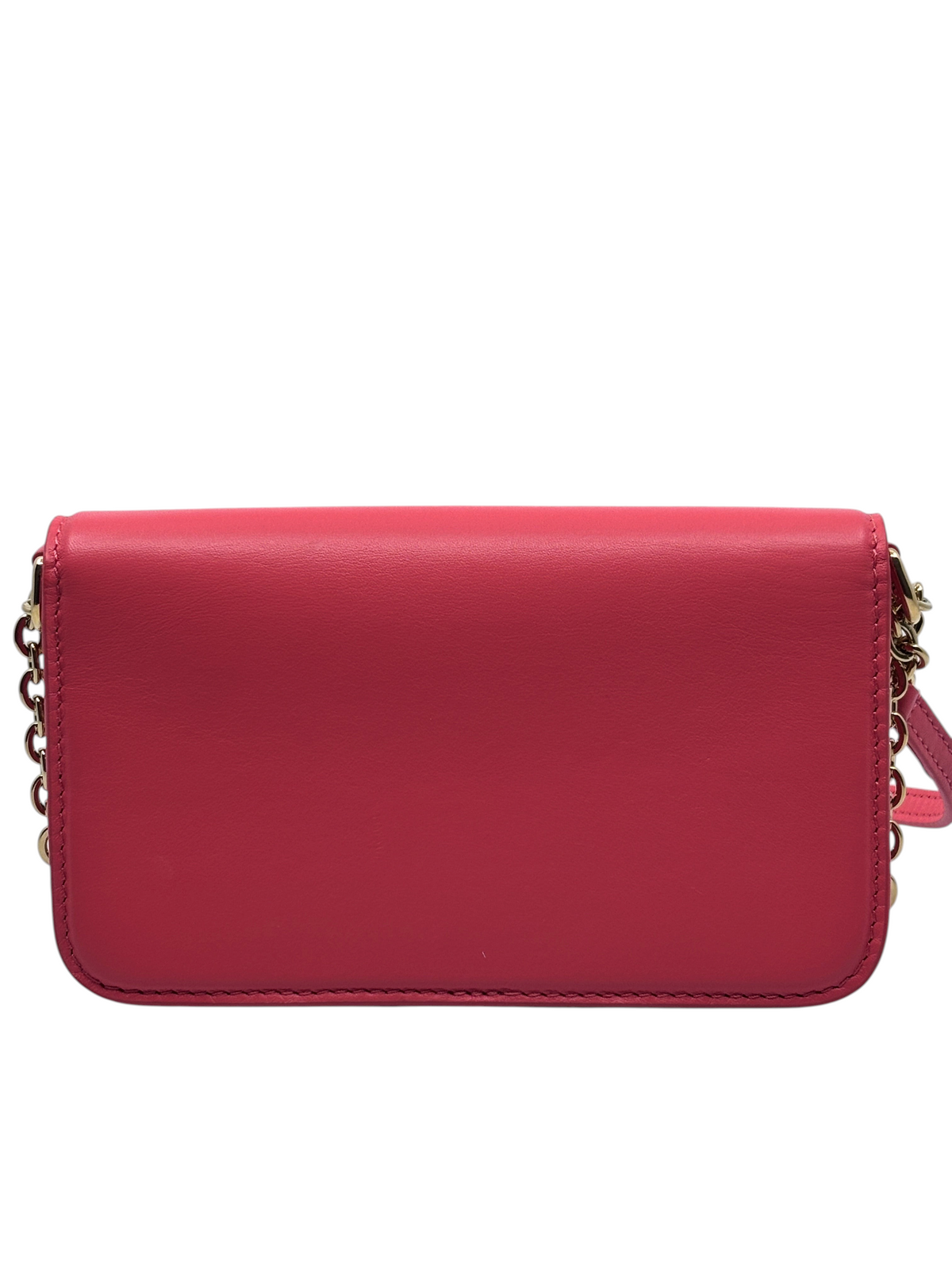 Posh Purse Co. pink Louis Vuitton Bloom wallet on chain featuring a smooth leather finish and gold-tone chain strap.