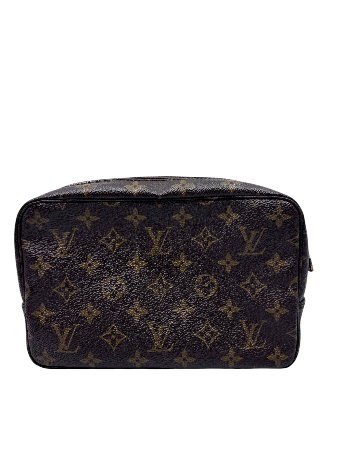 Posh Purse Co. preloved Louis Vuitton Trousse Toilette 23 in classic brown monogram coated canvas toiletry pouch.