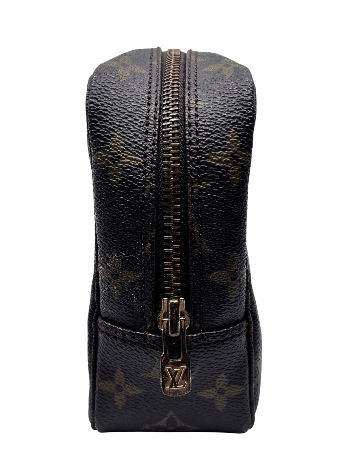 Posh Purse Co. preloved Louis Vuitton Trousse Toilette 23 in brown monogram coated canvas with zip-top closure