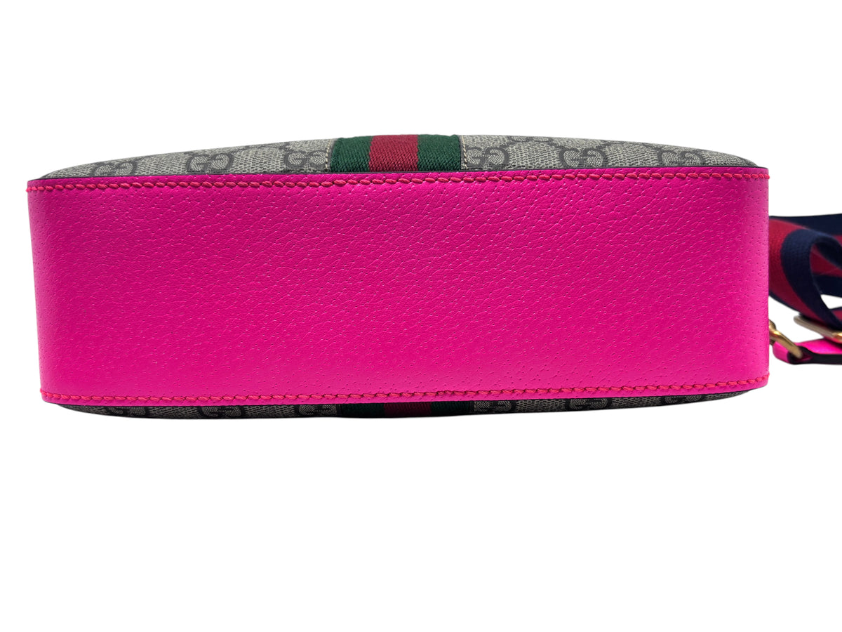 Gucci Ophidia Small Camera Bag with Hot Pink Leather Trim