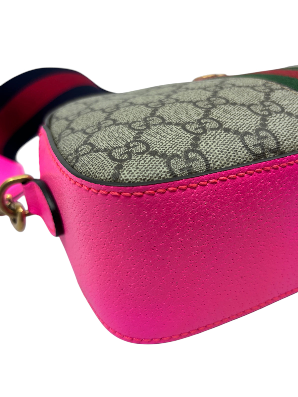 Gucci Ophidia Small Camera Bag with Hot Pink Leather Trim