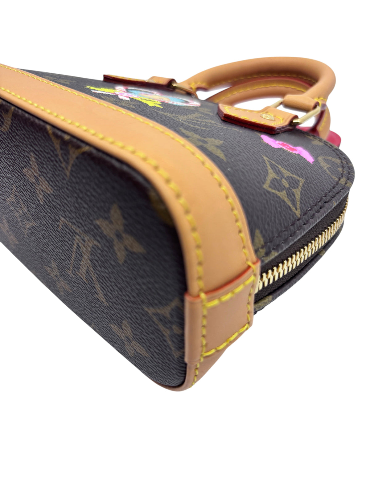 Posh Purse Co Louis Vuitton Nano Alma 2024 Christmas Edition mini handbag in iconic monogram canvas with leather trim