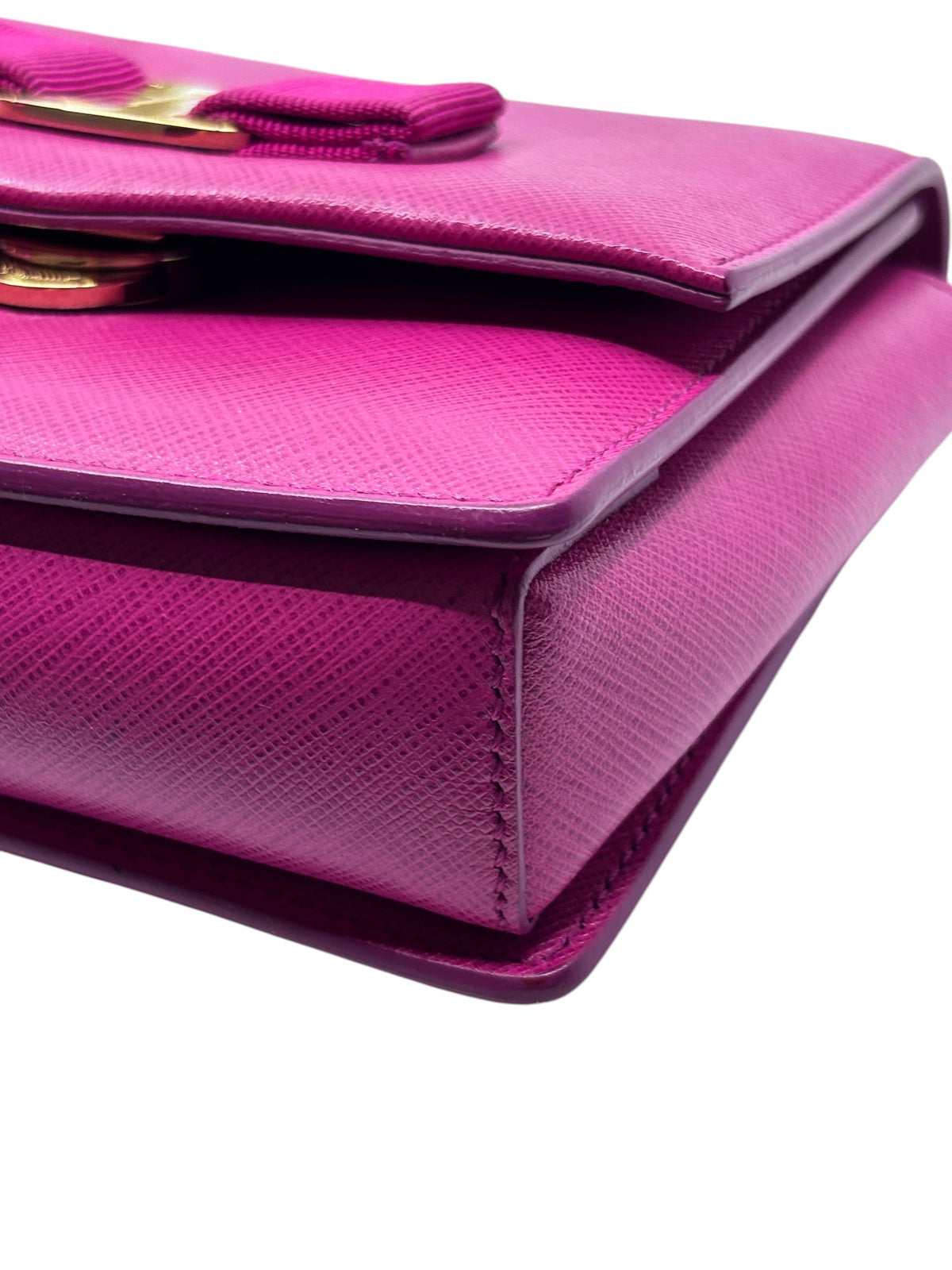 Posh Purse Co. pink Salvatore Ferragamo Vara Bow crossbody bag featuring textured leather and iconic bow detail