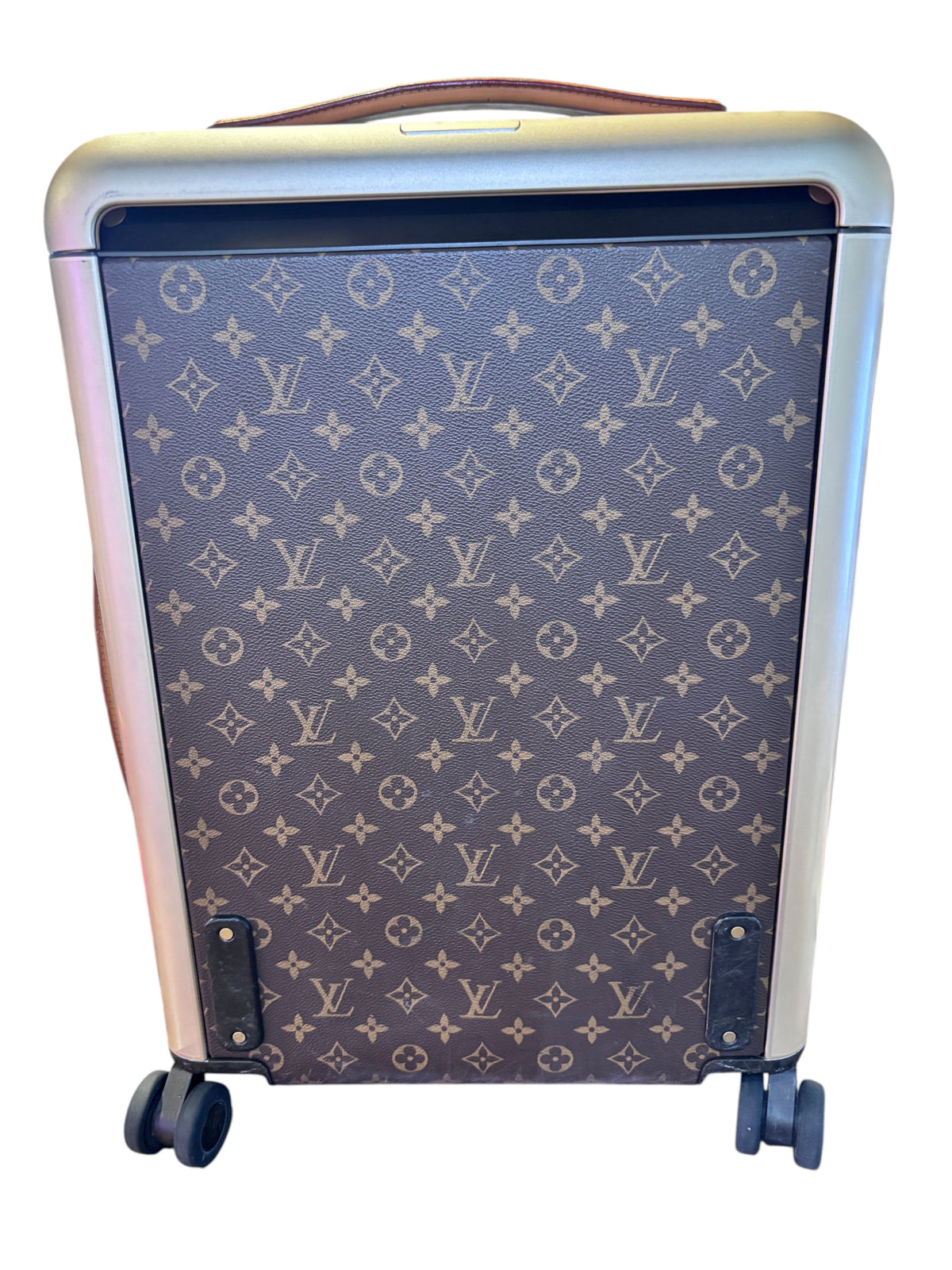 Posh Purse Co. preloved Louis Vuitton Horizon 55 rolling suitcase in iconic brown monogram coated canvas.