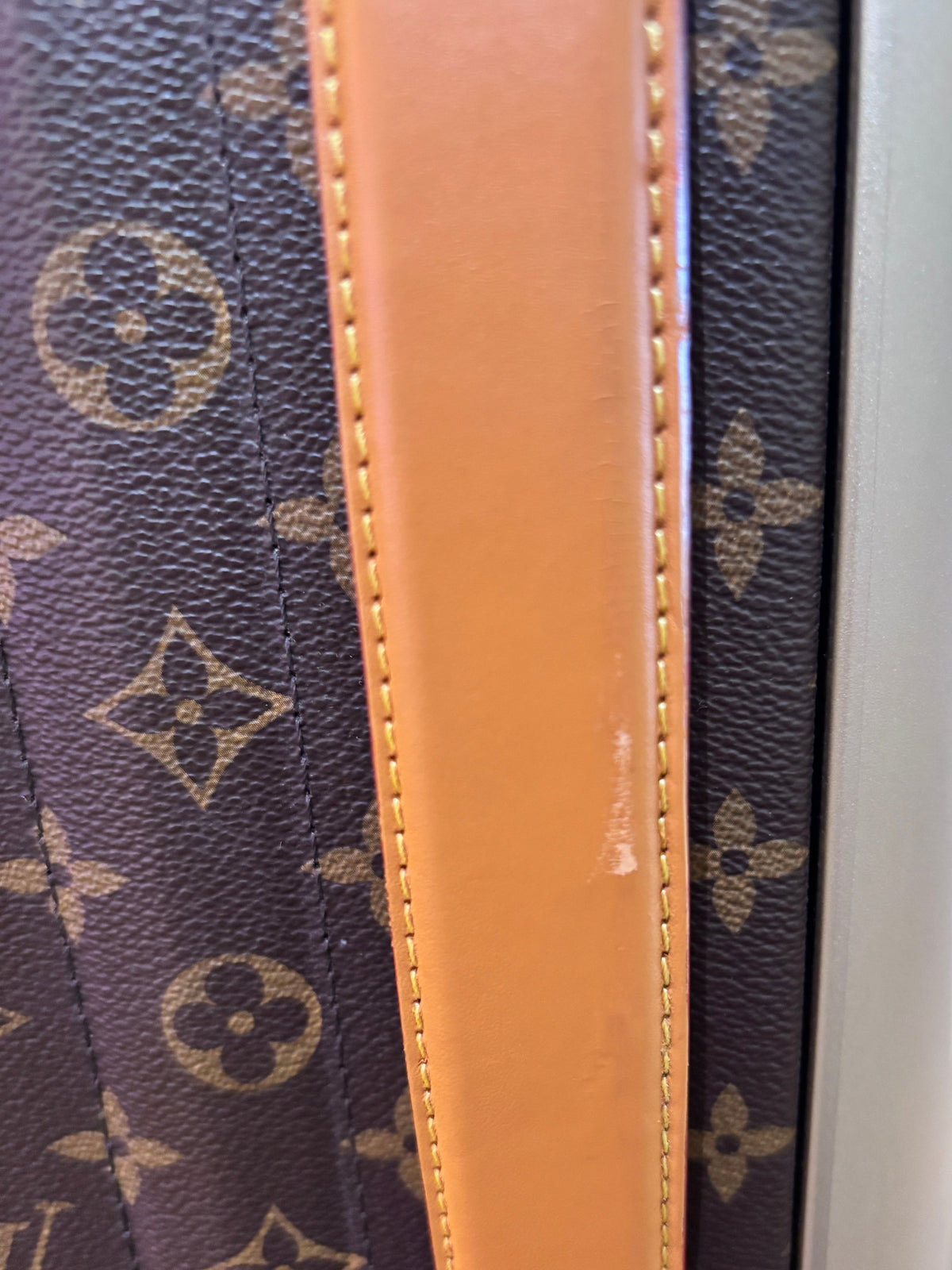 Posh Purse Co preloved Louis Vuitton Horizon 55 suitcase in brown monogram canvas with tan leather trim detail