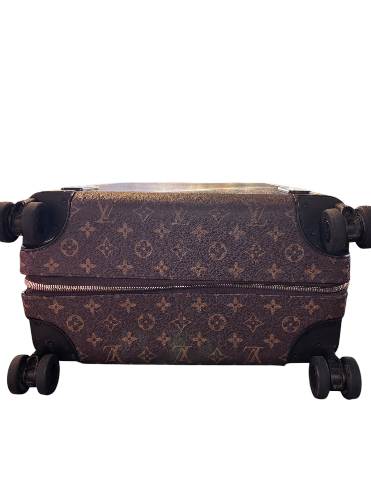 Posh Purse Co. preloved Louis Vuitton Horizon 55 rolling suitcase in classic brown monogram coated canvas.