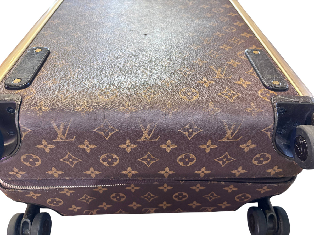 Posh Purse Co. preloved Louis Vuitton Horizon 55 rolling suitcase in classic brown monogram coated canvas.