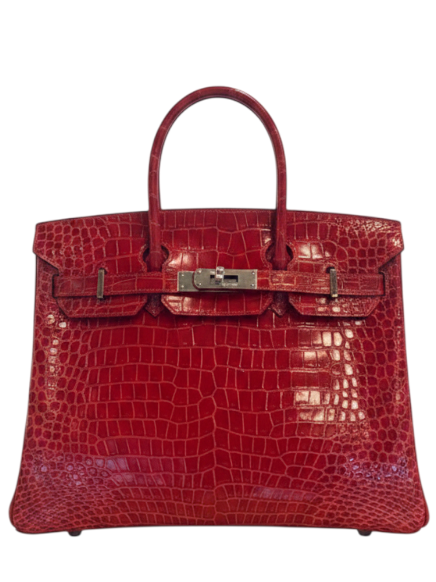Posh Purse Co Hermès Birkin 30 in Braise red Crocodile Porosus leather with polished palladium hardware