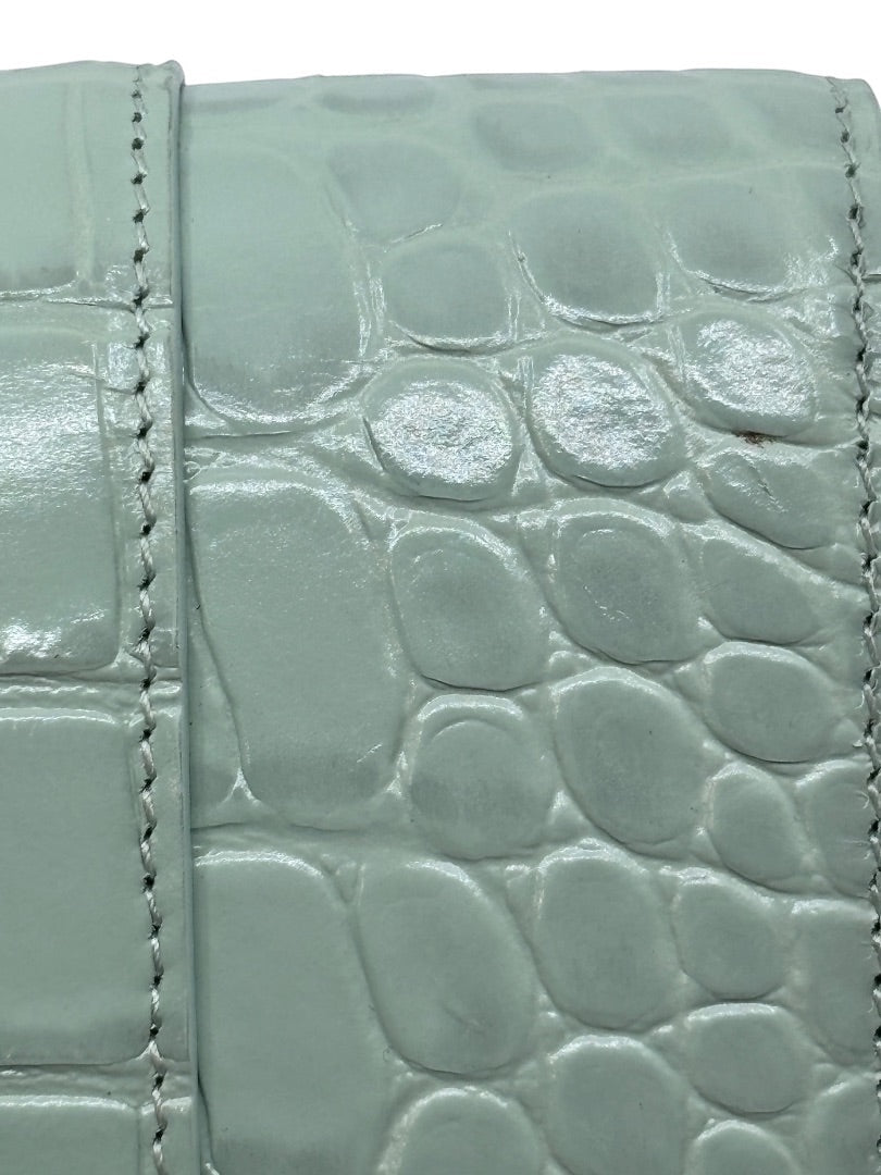 Posh Purse Co Balenciaga Hourglass bag in light blue croc-embossed leather showing detailed texture and stitching