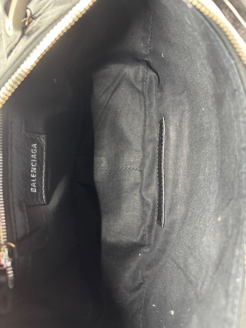 Posh Purse Co. Balenciaga La Cagole black leather shoulder bag interior view
