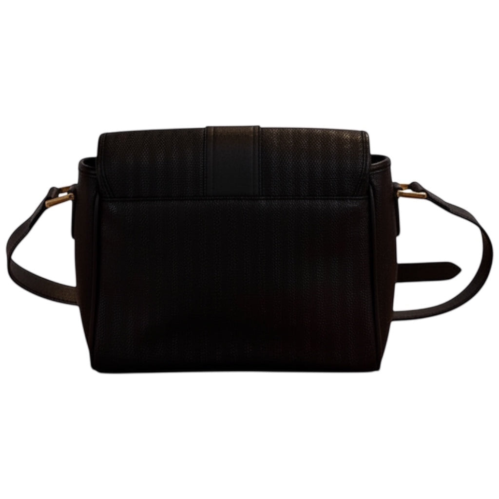 Posh Purse Co. black pebbled leather Fendi crossbody bag with adjustable strap and gold hardware.