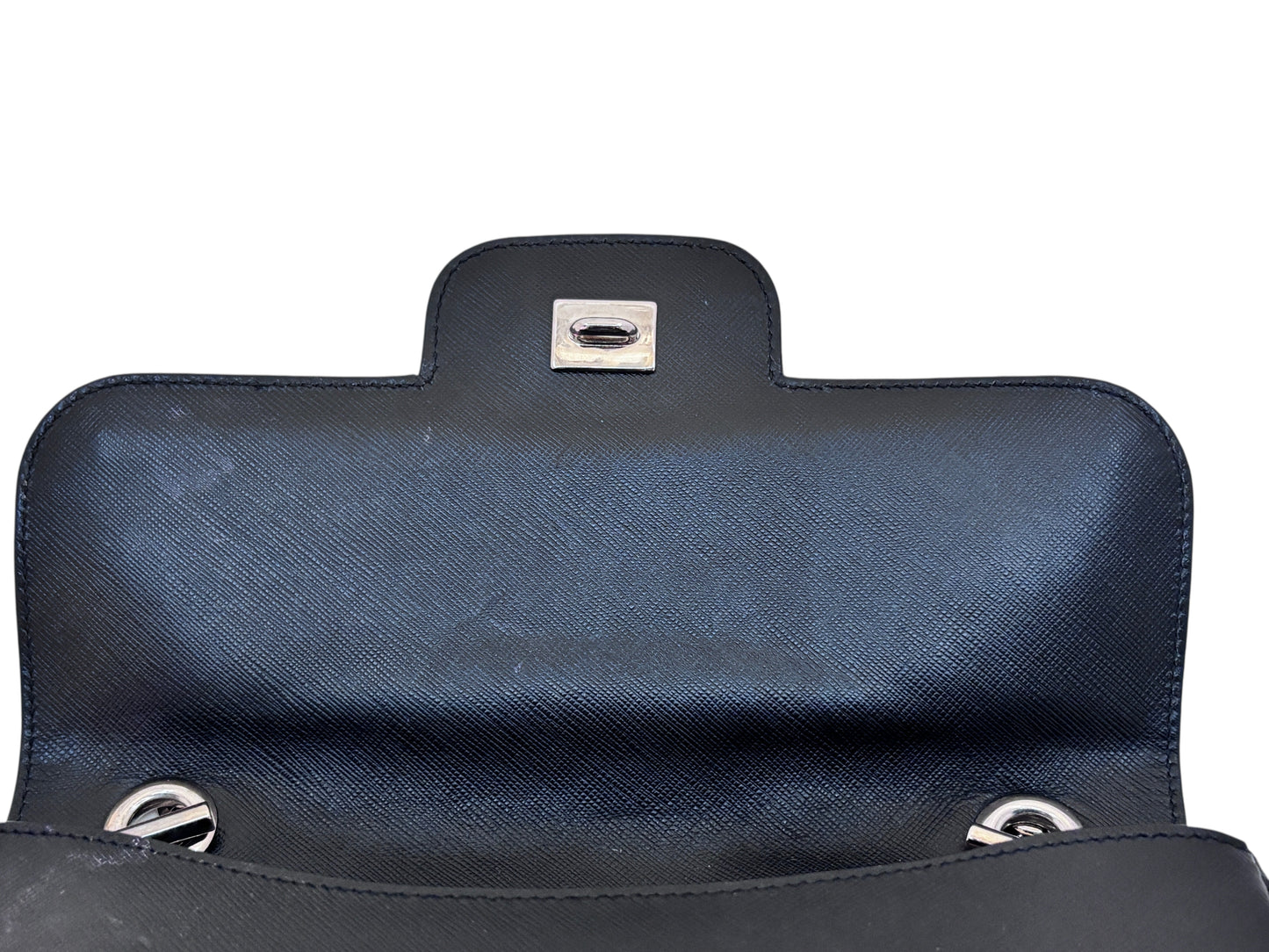 Posh Purse Co preloved black Ferragamo shoulder bag with silver-tone hardware and textured leather flap