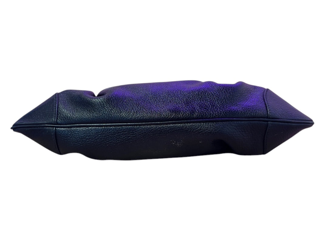 Posh Purse Co. black leather Ferragamo shoulder bag with a slouchy silhouette and structured base.