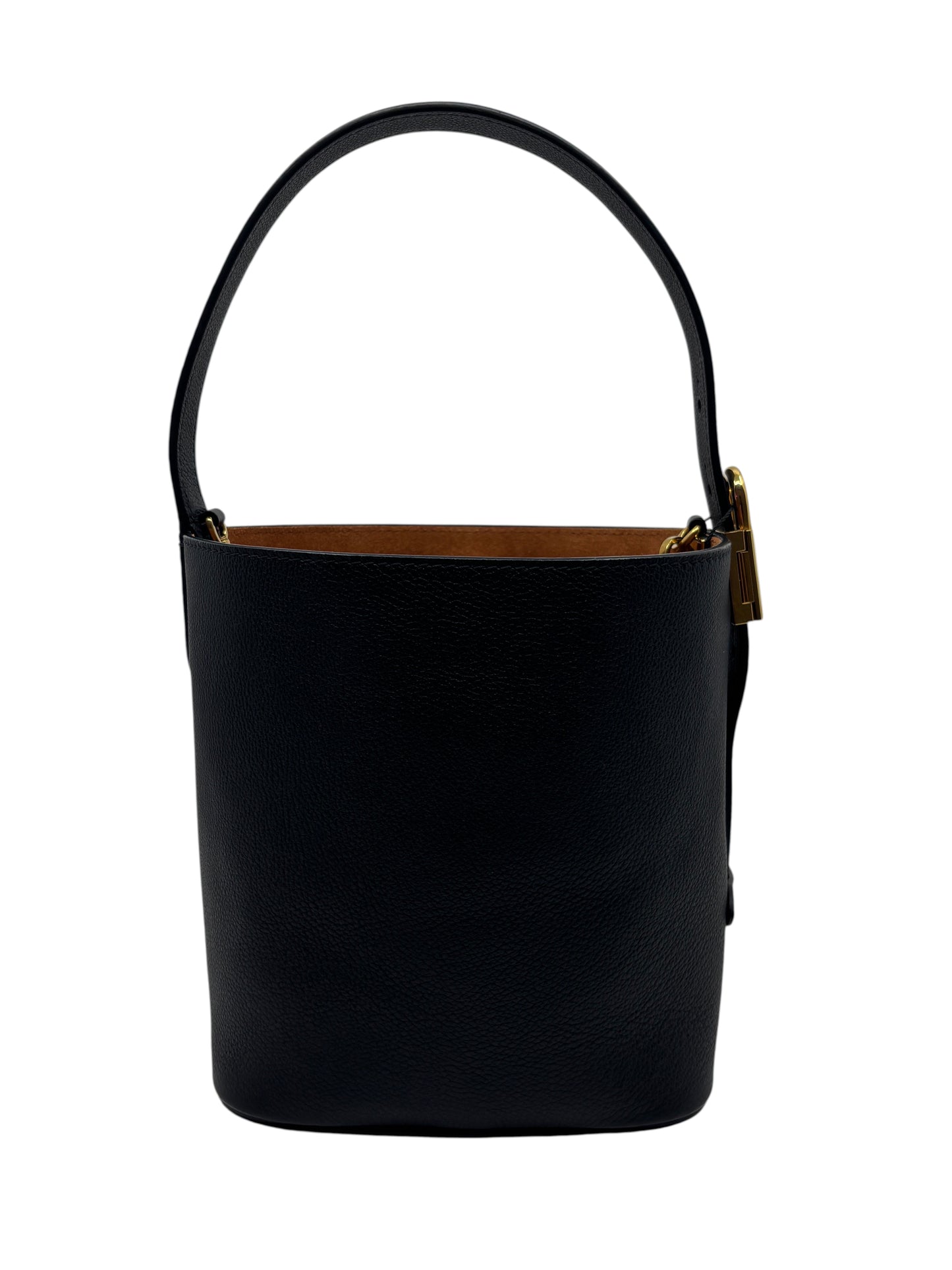 Posh Purse Co. black Louis Vuitton Lowkey Carryall bucket bag with gold hardware and a single top handle.