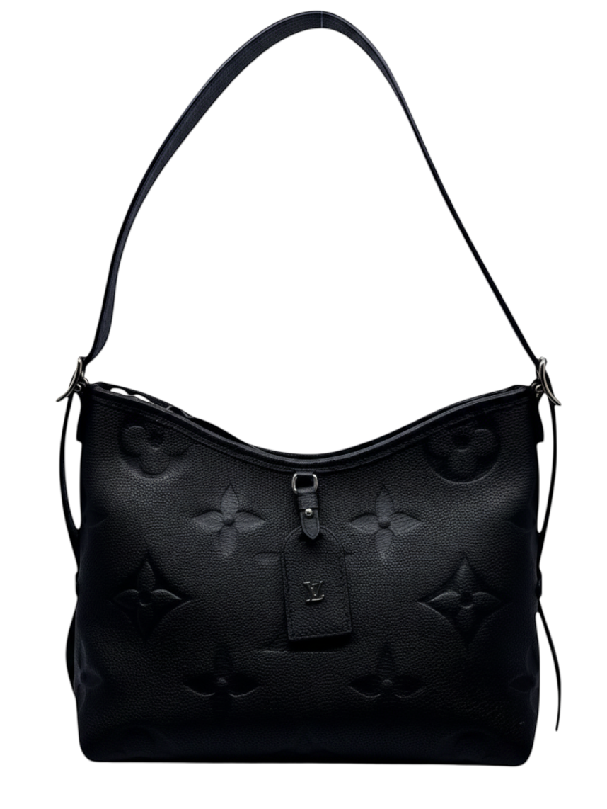 Posh Purse Co preloved black Louis Vuitton CarryAll PM shoulder bag with embossed monogram leather and silver hardware