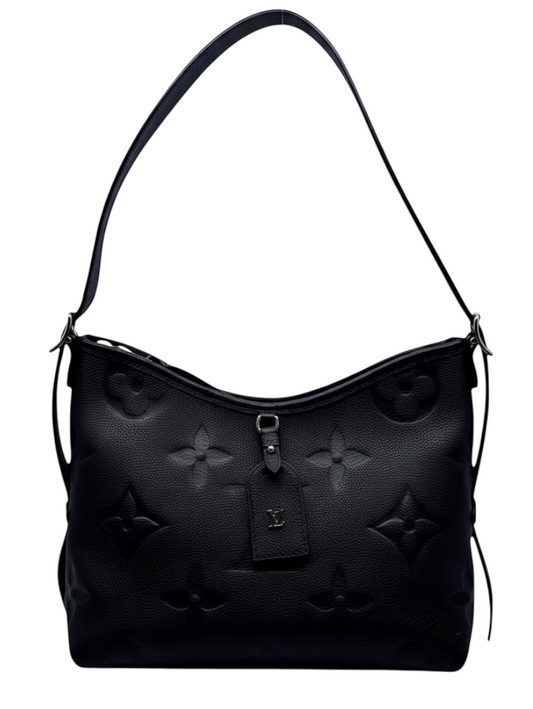 Posh Purse Co preloved black Louis Vuitton CarryAll PM shoulder bag with embossed monogram leather and silver hardware