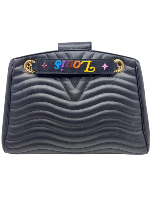 Posh Purse Co black quilted leather Louis Vuitton New Wave bag with colorful logo strap and gold hardware