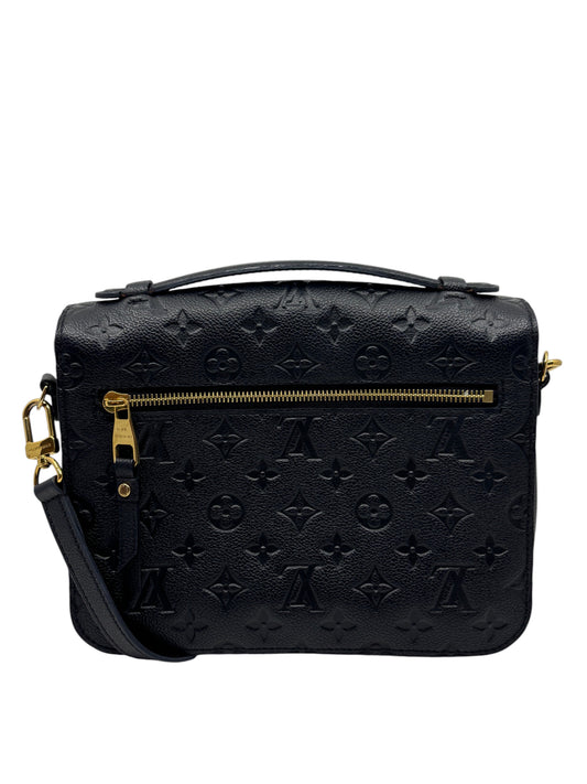 Posh Purse Co black Louis Vuitton Empreinte Pochette Metis handbag with embossed monogram leather and gold hardware