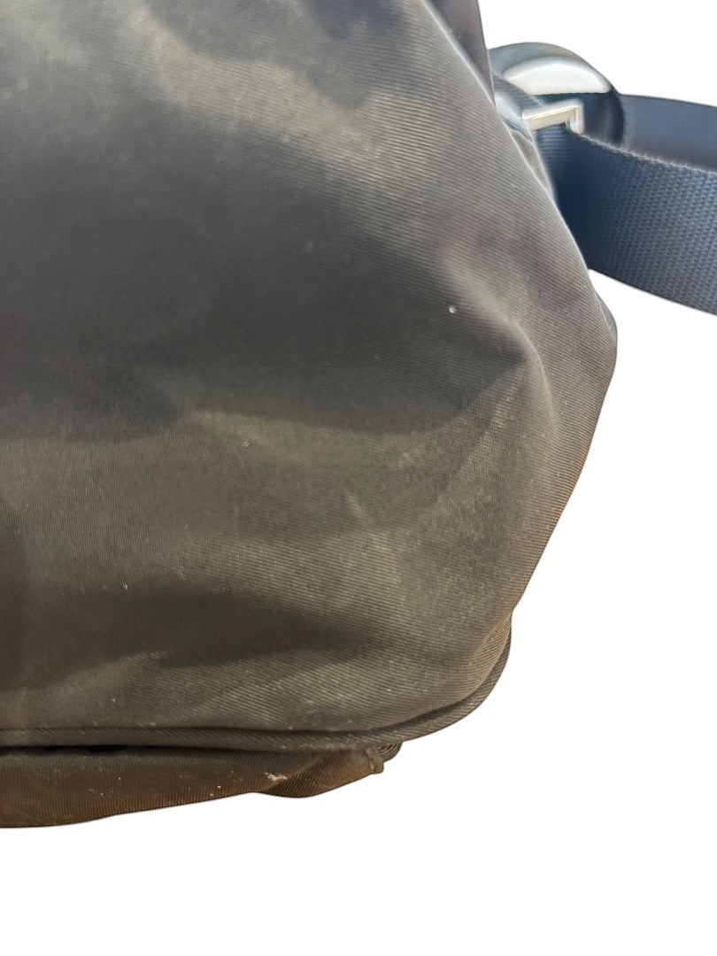 Posh Purse Co. black Prada Vela nylon messenger bag with adjustable strap.