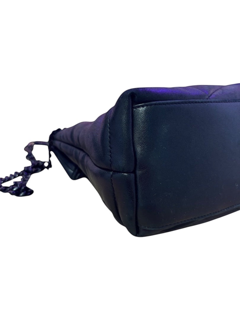 Posh Purse Co black quilted leather Saint Laurent LouLou Puffer shoulder bag with black hardware and chain strap.