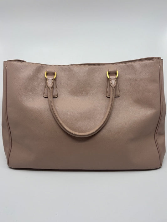 Posh Purse Co. large blush pink Saffiano leather tote bag with gold hardware and double handles.