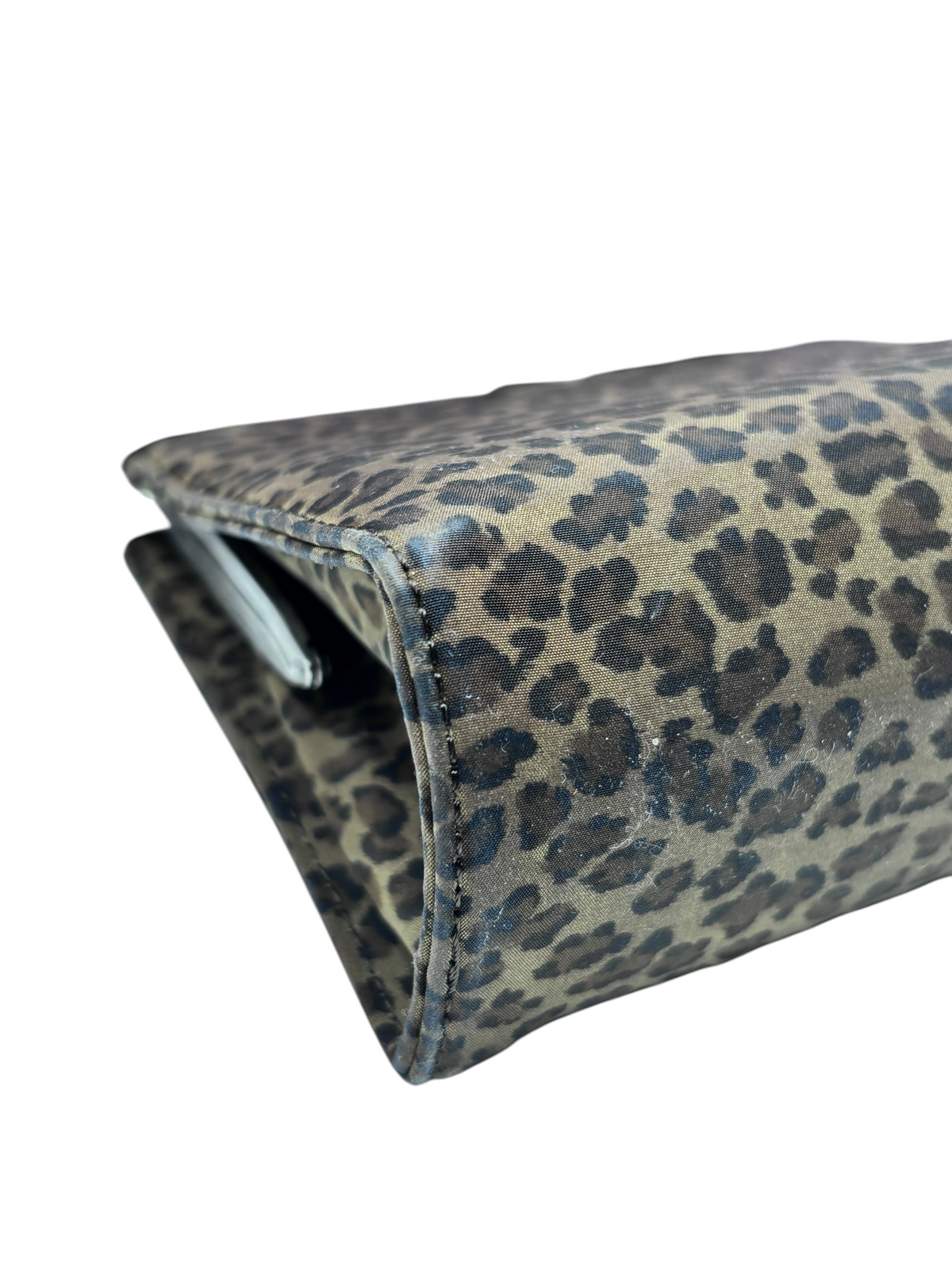 Posh Purse Co vintage Bottega box-frame crossbody bag featuring a structured silhouette and leopard print pattern.