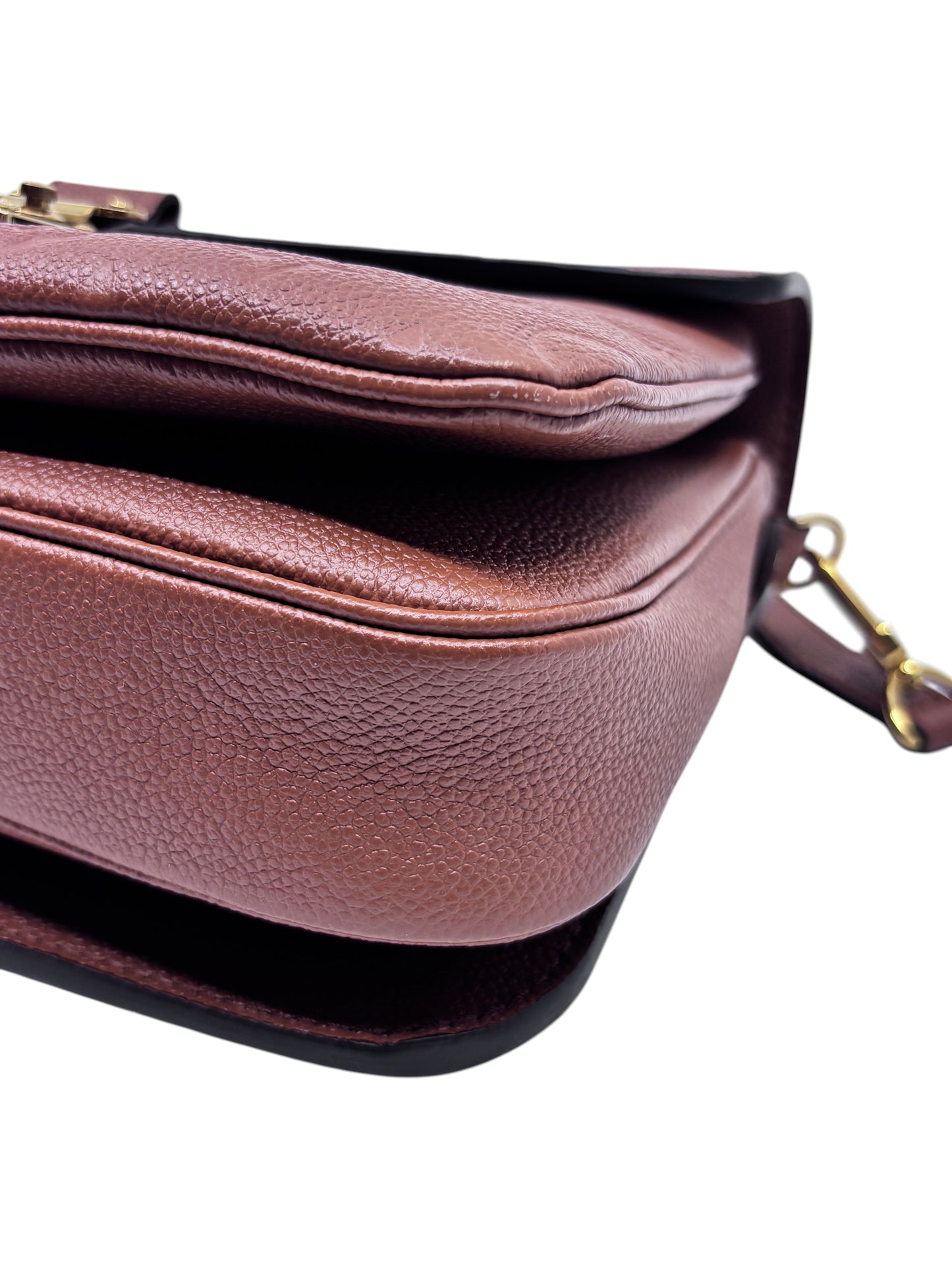 Posh Purse Co. Louis Vuitton Pochette Metis handbag in brown textured leather with gold-tone hardware details