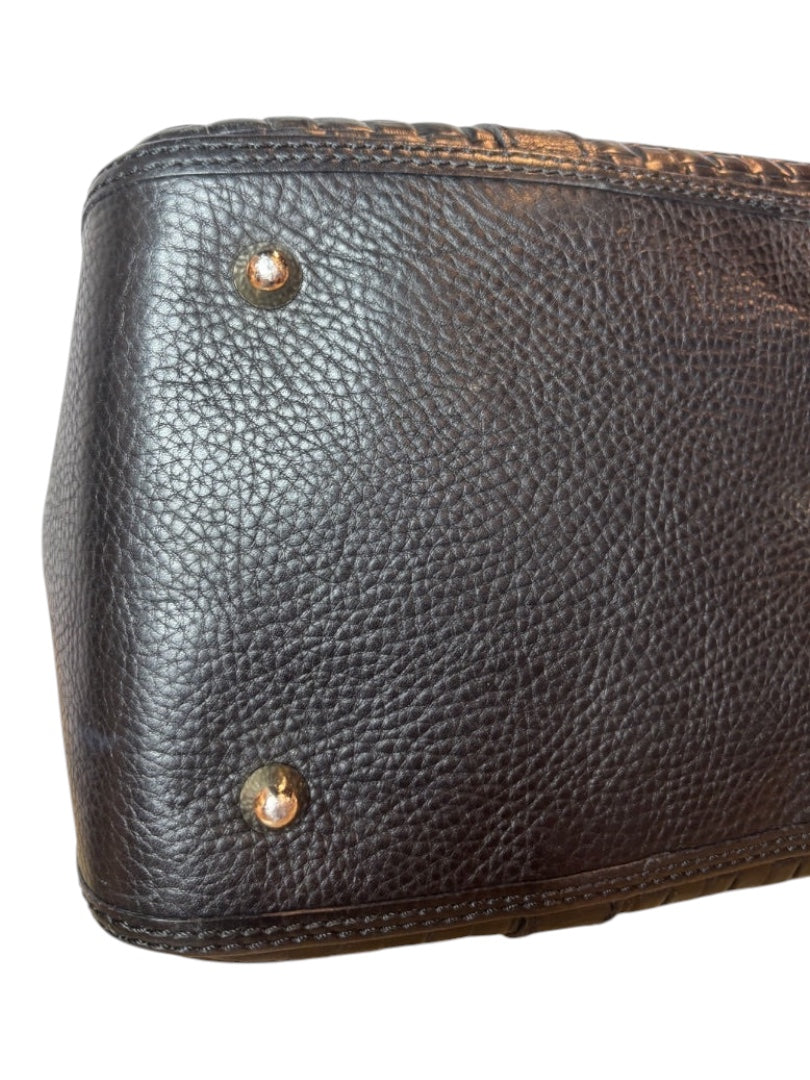 Posh Purse Co Burberry Brit House Check Bag, black pebbled leather with gold-tone hardware and stitched trim.