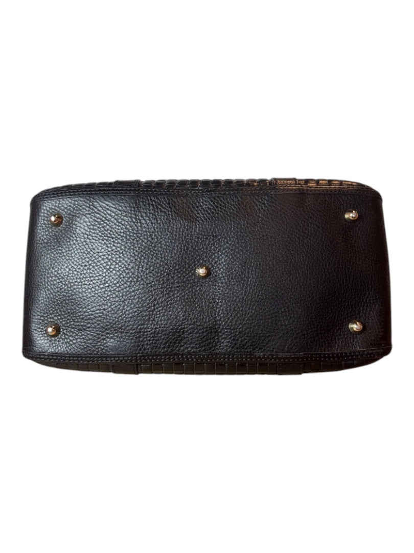 Posh Purse Co Burberry Brit House Check Bag, black leather with gold-tone hardware and protective feet.