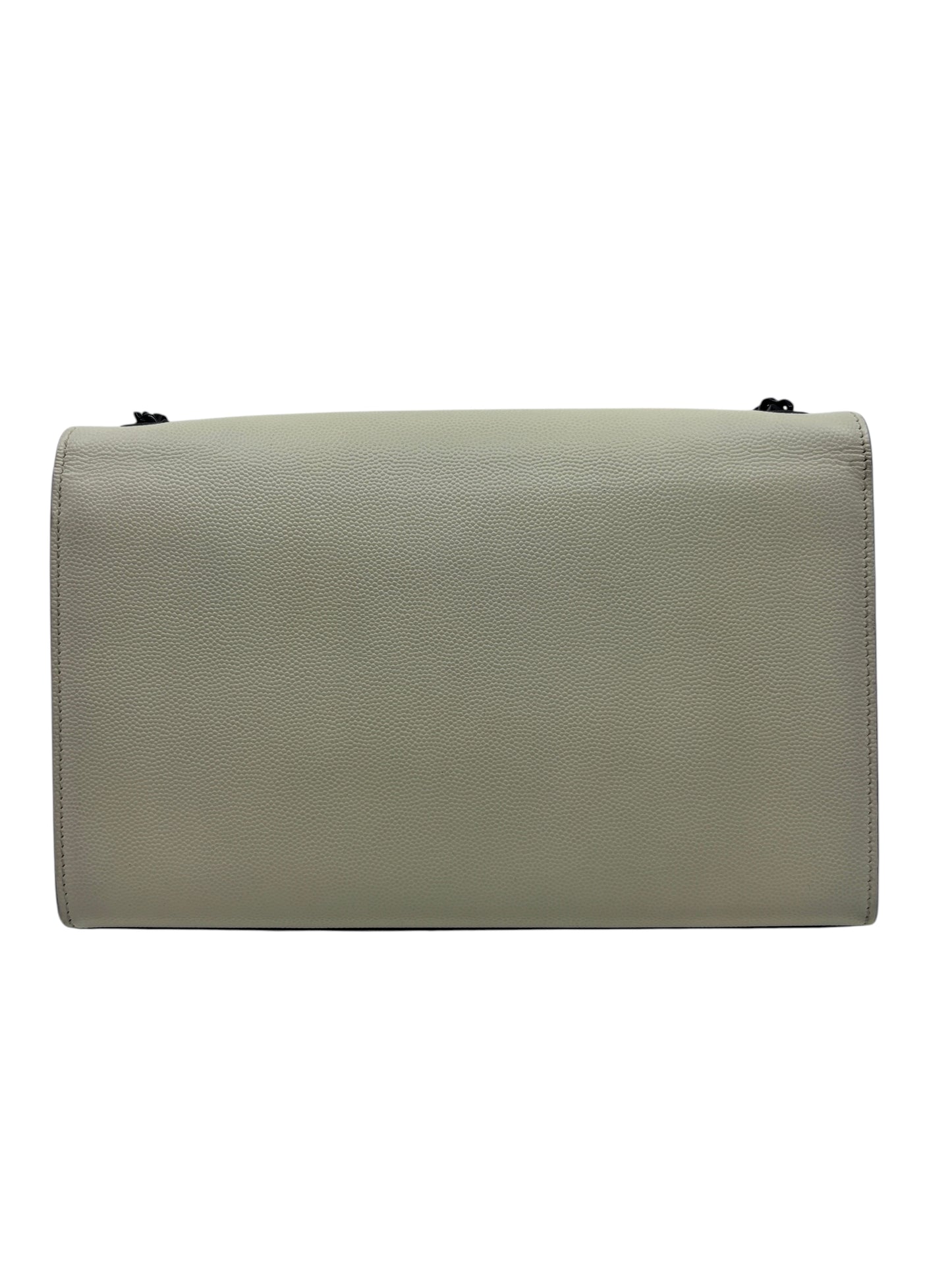 Posh Purse Co. creme Saint Laurent Kate crossbody bag featuring textured leather and black hardware back view
