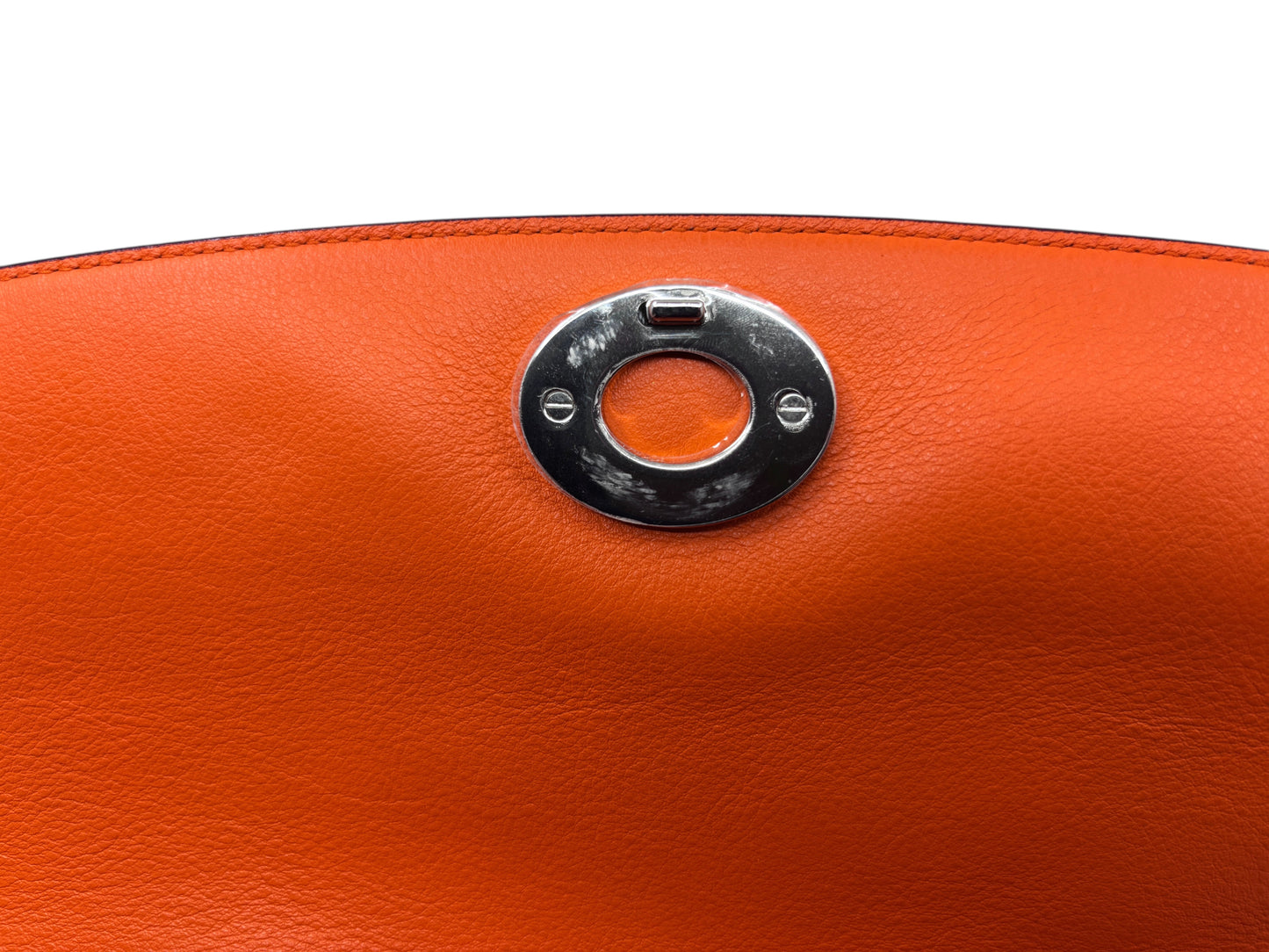 Posh Purse Co Christian Dior Be Dior bag orange leather flap detail with polished silver hardware closure
