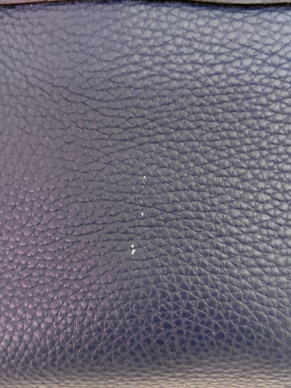 Posh Purse Co Fendi Selleria Peekaboo Mini bag blue leather texture showing a small white surface scratch mark