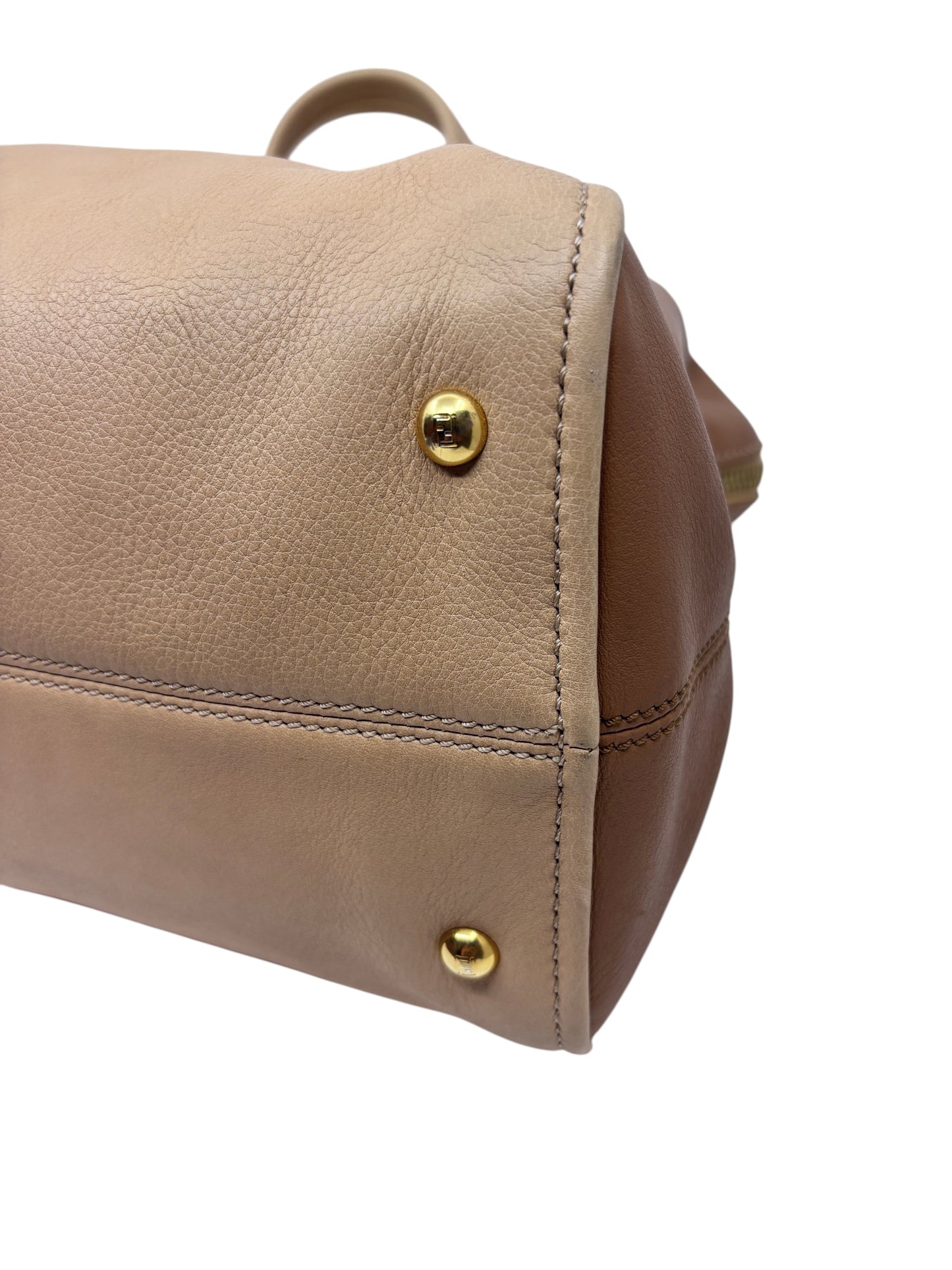 Posh Purse Co preloved Fendi Chameleon satchel featuring brown and tan leather with gold-tone metal hardware details.